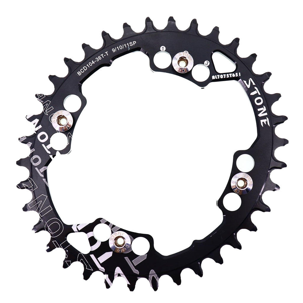 STONE - Oval Chainring for single-plate bicycle 104 BCD