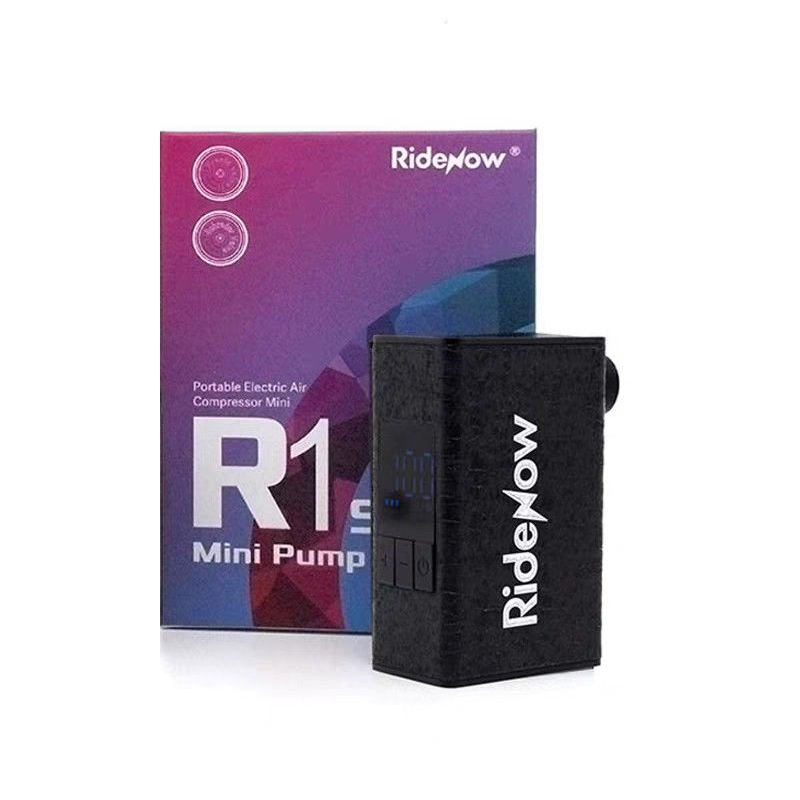 RIDENOW R1S – Mini Bomba de Aire eléctrica portátil para Bicicleta con Pantalla Medidor, 120 PSI, Recargable, Auto Stop, Válvula Presta Schrader, Corrección Automática E-Bike, MTB, Gravel, Carretera...