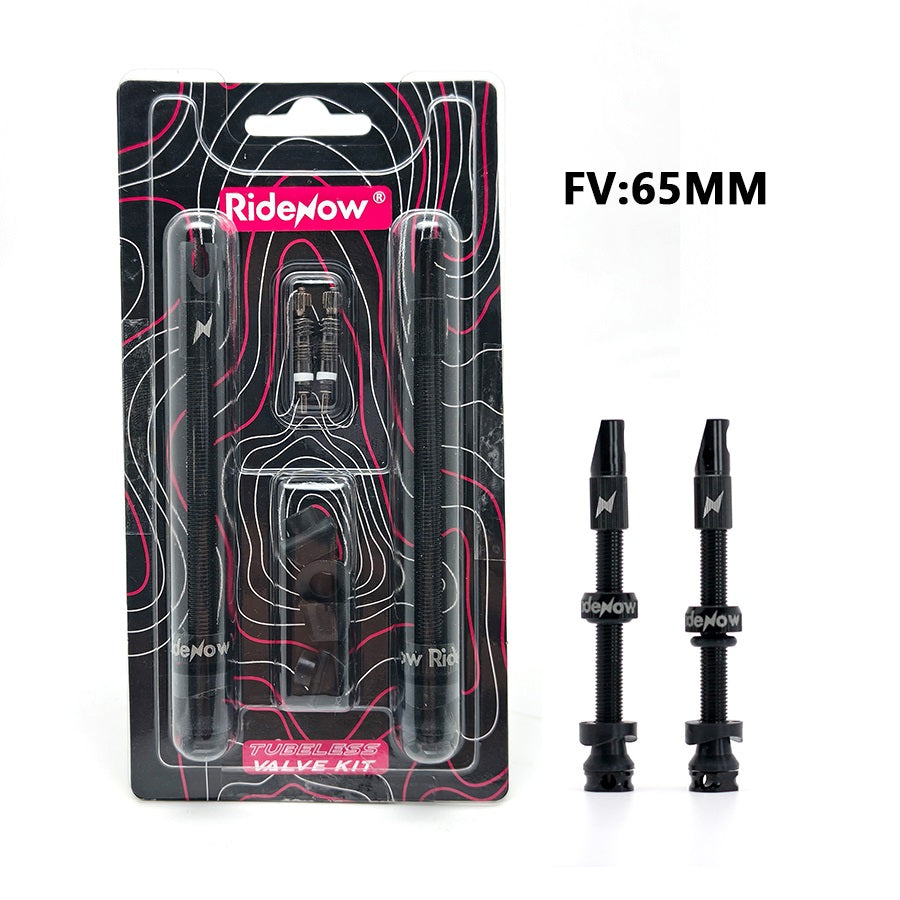 RIDENOW – Pack de 2 válvulas tubeless con tapón multifunción y accesorios. FV Presta 45mm / 65mm / 85mm