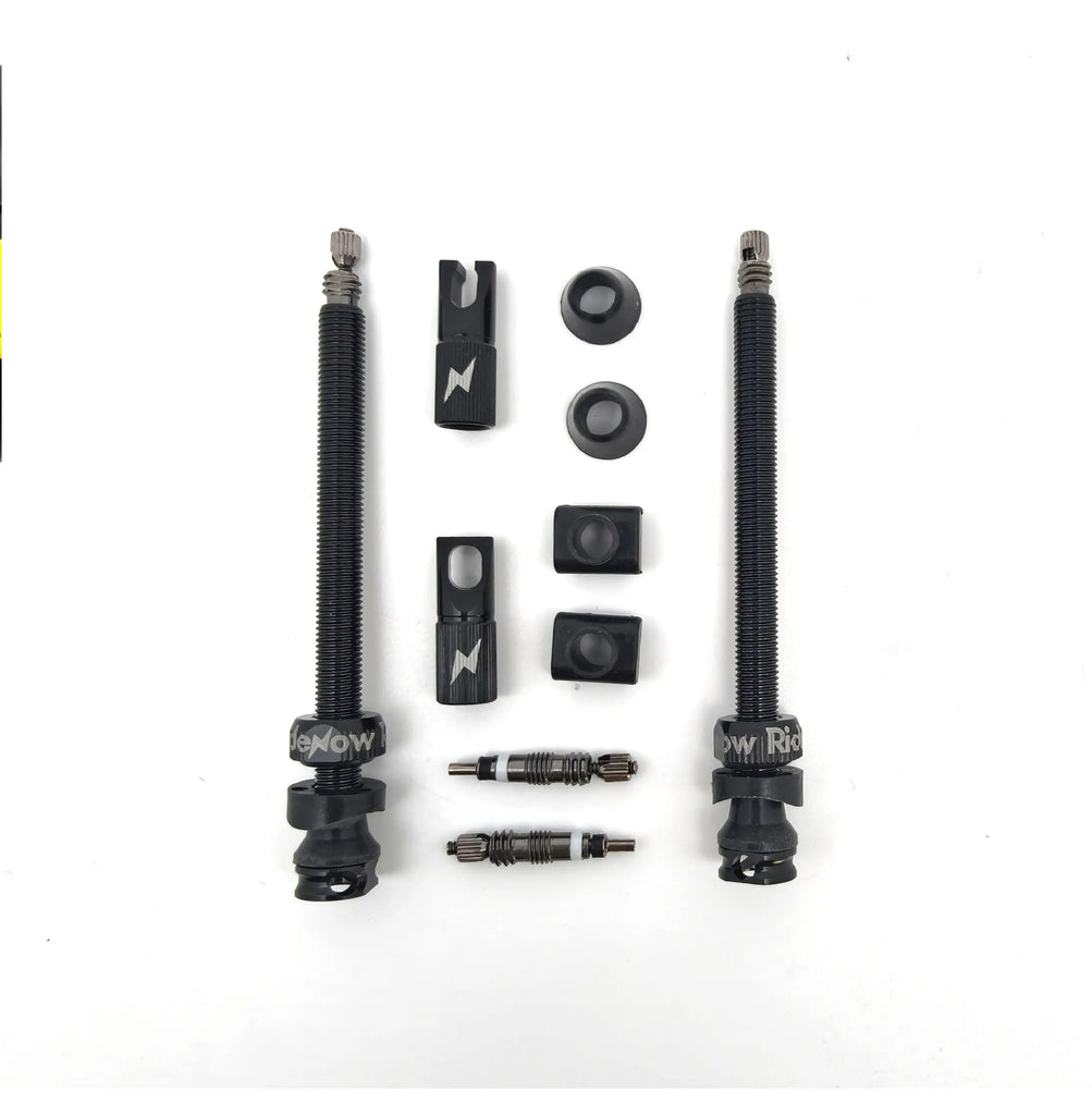 RIDENOW – Pack de 2 válvulas tubeless con tapón multifunción y accesorios. FV Presta 45mm / 65mm / 85mm