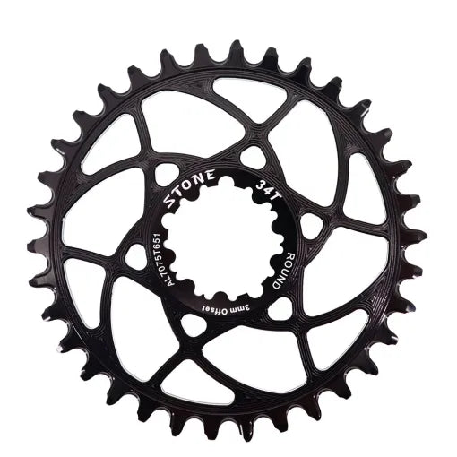 STONE – Plato Redondo/Ovalado Mount Direct Compatible con SRAM MTB 3 Tornillos 3 Offset CNC Aluminio Aleris 7075-T651 XX1 Eagle, X01 Eagle, GX Eagle, X1-1400, GX-1400, S-2210, X0, X9, S1400