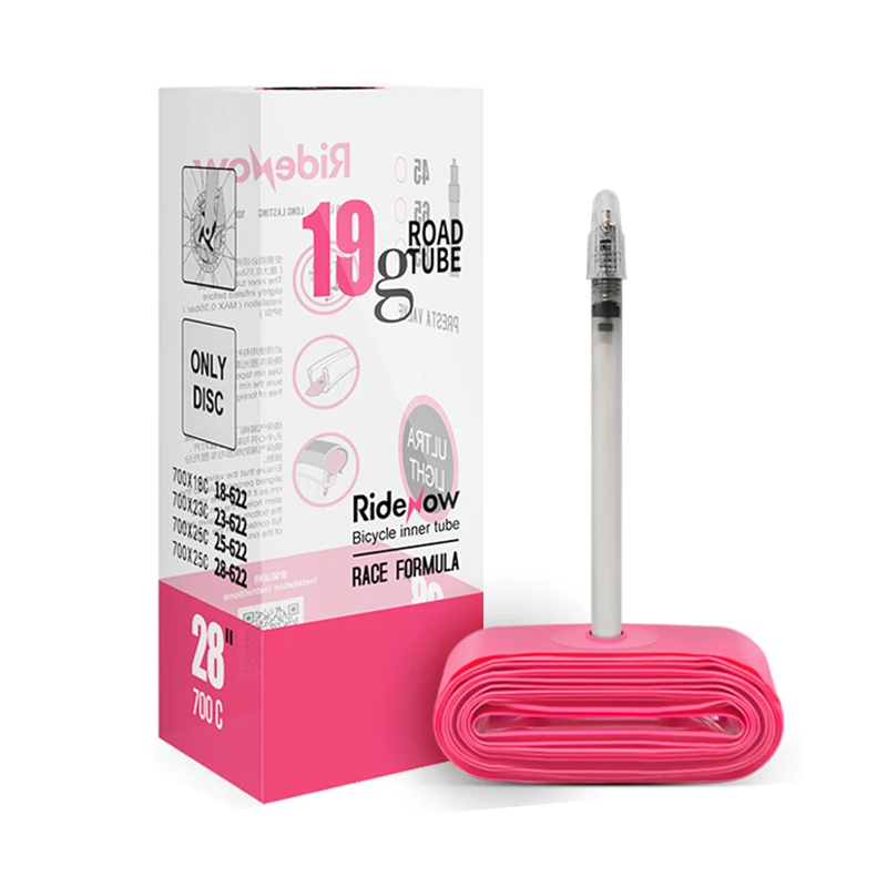 RIDENOW – Cámara TPU Carretera 700/18C-28C. ULTRA LIGHT – 19 gramos. Válvula Fina Presta